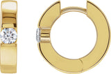 14K Gold Round Natural Diamond Accented Huggie Hoop Earrings - Yellow Gold
