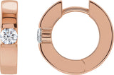 14K Gold Round Lab-Grown Diamond Accented Huggie Hoop Earrings - Rose Gold