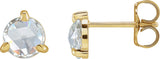 14K Gold Natural Diamond Round 3-Prong Claw Rose-Cut Stud Earrings - Yellow Gold