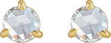 14K Gold Natural Diamond Round 3-Prong Claw Rose-Cut Stud Earrings - Yellow Gold - view 2