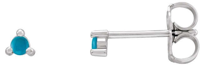 Platinum Natural Turquoise Round 3-Prong Rose-Cut Stud Earrings