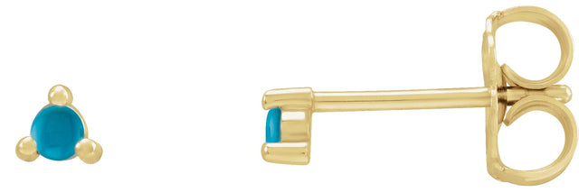 14K Gold Natural Turquoise Round 3-Prong Rose-Cut Stud Earrings - Yellow Gold