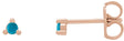 14K Gold Natural Turquoise Round 3-Prong Rose-Cut Stud Earrings - Rose Gold