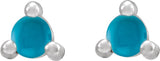 Platinum Natural Turquoise Round 3-Prong Rose-Cut Stud Earrings - view 2
