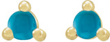 14K Gold Natural Turquoise Round 3-Prong Rose-Cut Stud Earrings - Yellow Gold - view 2