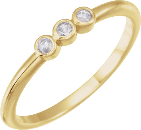 14K Gold Round Natural Diamond Rose-Cut Stackable Ring – 2mm Stones - Yellow Gold