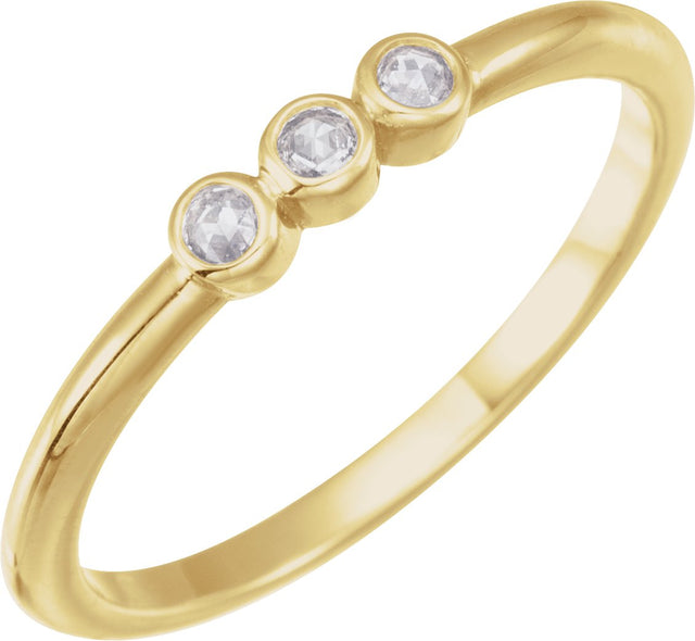 14K Gold Round Natural Diamond Rose-Cut Stackable Ring – 2mm Stones - Yellow Gold