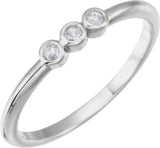 Platinum Round Natural Diamond Rose-Cut Stackable Ring – 2mm Stones