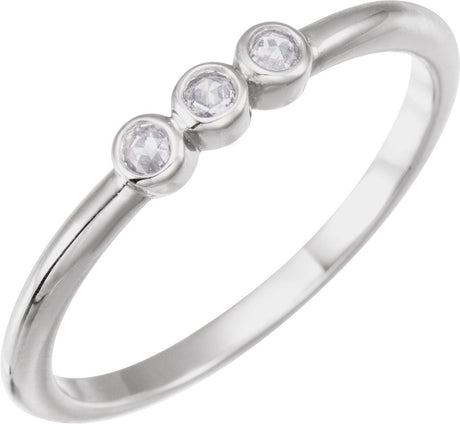 14K Gold Round Natural Diamond Rose-Cut Stackable Ring – 2mm Stones - White Gold