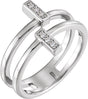 Platinum Round Natural Diamond Double Bar Ring