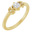14K Gold Round Natural Diamond Rose-Cut Stackable Ring – 4mm Stones - Yellow Gold