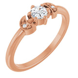 14K Gold Round Natural Diamond Rose-Cut Stackable Ring – 4mm Stones - Rose Gold