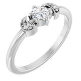 Platinum Round Natural Diamond Rose-Cut Stackable Ring – 4mm Stones