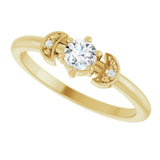 14K Gold Round Natural Diamond Rose-Cut Stackable Ring – 4mm Stones - Yellow Gold - view 5