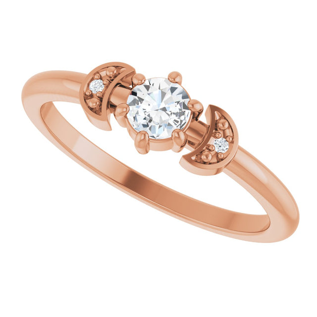 14K Gold Round Natural Diamond Rose-Cut Stackable Ring – 4mm Stones - Rose Gold - view 5