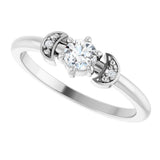 14K Gold Round Natural Diamond Rose-Cut Stackable Ring – 4mm Stones - White Gold - view 5