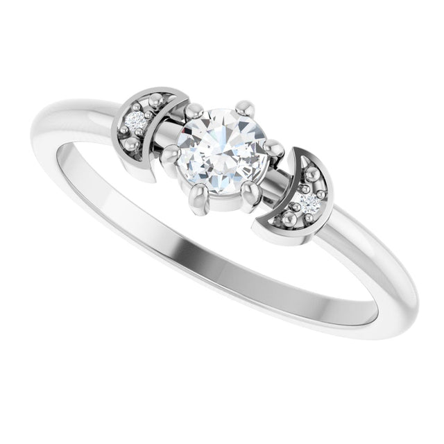 14K Gold Round Natural Diamond Rose-Cut Stackable Ring – 4mm Stones - White Gold - view 5