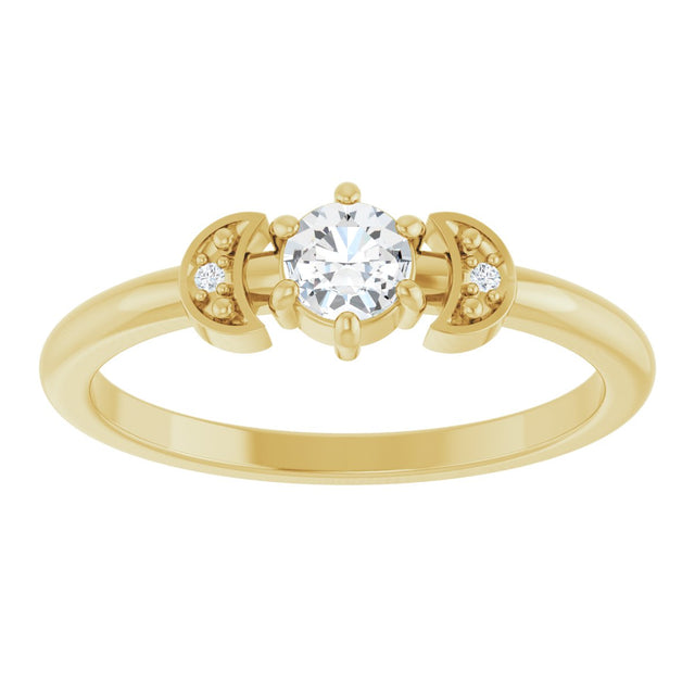 14K Gold Round Natural Diamond Rose-Cut Stackable Ring – 4mm Stones - Yellow Gold - view 3