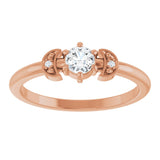 14K Gold Round Natural Diamond Rose-Cut Stackable Ring – 4mm Stones - Rose Gold - view 3