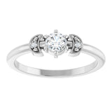 14K Gold Round Natural Diamond Rose-Cut Stackable Ring – 4mm Stones - White Gold - view 3