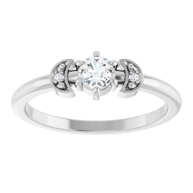 14K Gold Round Natural Diamond Rose-Cut Stackable Ring – 4mm Stones - White Gold - view 3