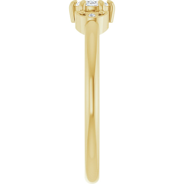 14K Gold Round Natural Diamond Rose-Cut Stackable Ring – 4mm Stones - Yellow Gold - view 4