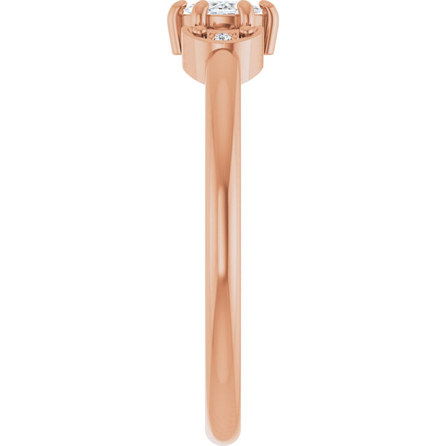 14K Gold Round Natural Diamond Rose-Cut Stackable Ring – 4mm Stones - Rose Gold - view 4
