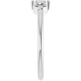 Platinum Round Natural Diamond Rose-Cut Stackable Ring – 4mm Stones - view 4