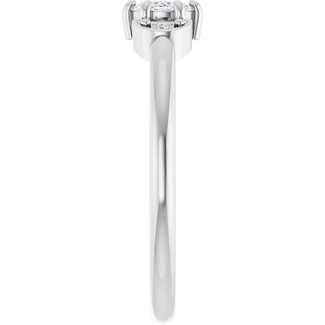 Platinum Round Natural Diamond Rose-Cut Stackable Ring – 4mm Stones - view 4