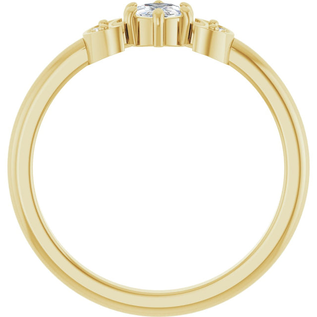14K Gold Round Natural Diamond Rose-Cut Stackable Ring – 4mm Stones - Yellow Gold - view 2