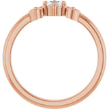 14K Gold Round Natural Diamond Rose-Cut Stackable Ring – 4mm Stones - Rose Gold - view 2