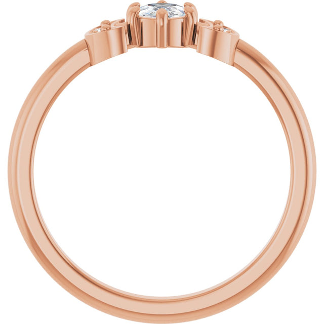 14K Gold Round Natural Diamond Rose-Cut Stackable Ring – 4mm Stones - Rose Gold - view 2