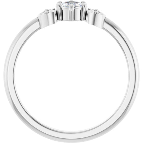 Platinum Round Natural Diamond Rose-Cut Stackable Ring – 4mm Stones - view 2