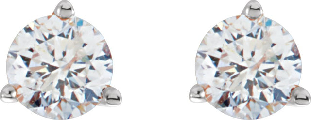 18K Gold Natural Diamond Round 3-Prong Cocktail-Style Stud Earrings - view 2