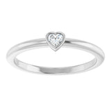 Platinum Natural Diamond Stackable Heart Ring - view 3