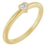 14K Gold Natural Diamond Stackable Heart Ring - Yellow Gold
