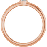 14K Gold Natural Diamond Stackable Heart Ring - Rose Gold - view 2