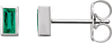 14K Gold Natural Emerald Straight Baguette Bezel-Set Stud Earrings - White Gold