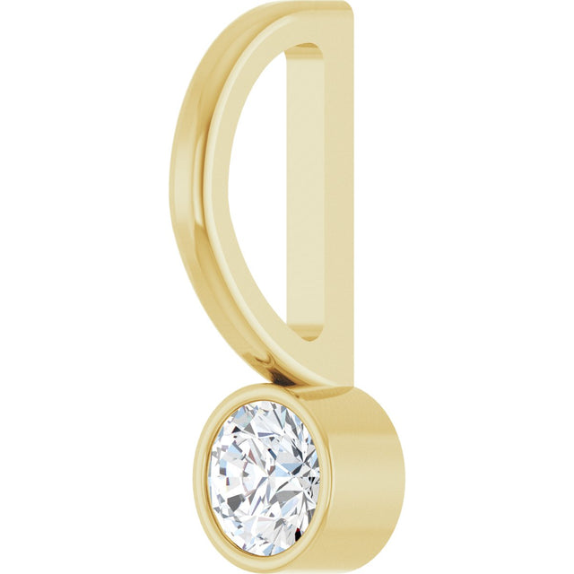 14K Gold Round Natural Diamond Bezel-Set Solitaire Pendant - Yellow Gold - view 2