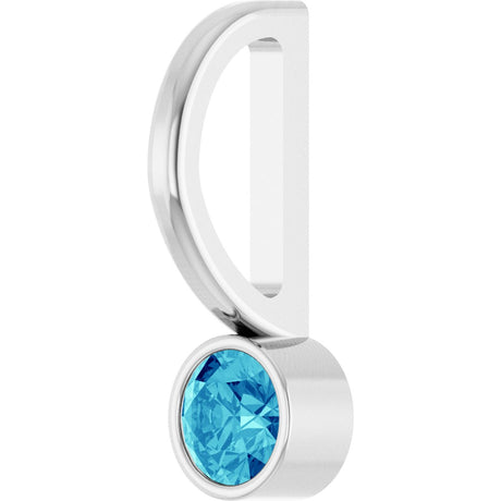 Platinum Round Natural Blue Zircon Bezel-Set Solitaire Pendant - view 2