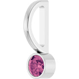 14K Gold Round Natural Pink Tourmaline Bezel-Set Solitaire Pendant - White Gold - view 2