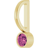 14K Gold Round Natural Pink Tourmaline Bezel-Set Solitaire Pendant - Yellow Gold - view 2