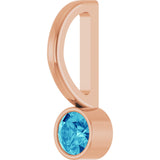 14K Gold Round Natural Blue Zircon Bezel-Set Solitaire Pendant - Rose Gold - view 2