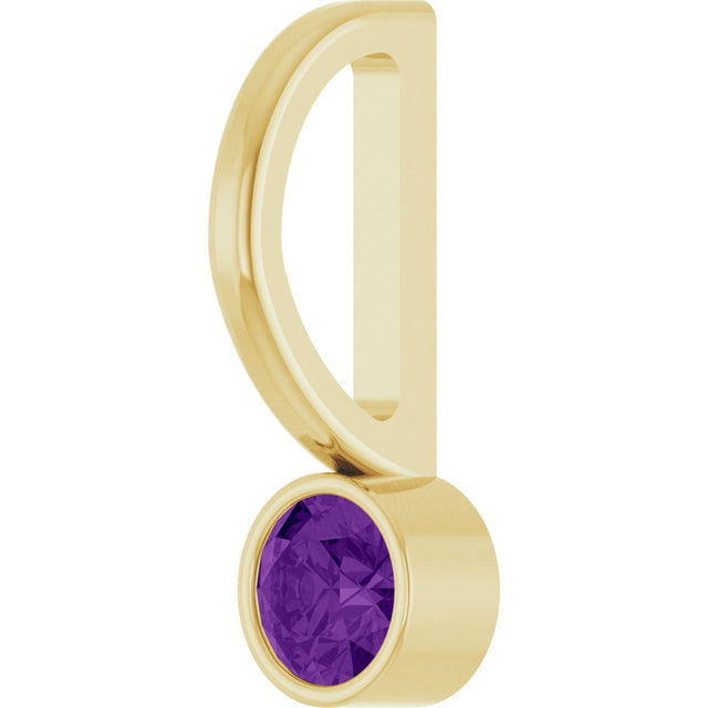 14K Gold Round Natural Amethyst Bezel-Set Solitaire Pendant - Yellow Gold - view 2