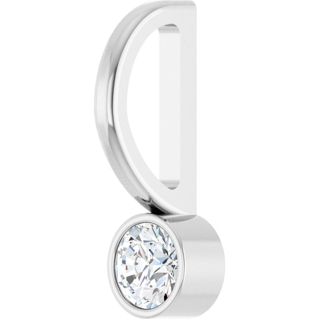 14K Gold Round Natural Diamond Bezel-Set Solitaire Pendant - White Gold - view 2