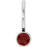 14K Gold Round Natural Mozambique Garnet Bezel-Set Solitaire Pendant - White Gold