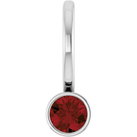 14K Gold Round Natural Mozambique Garnet Bezel-Set Solitaire Pendant - White Gold