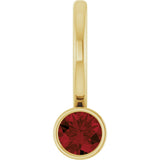 14K Gold Round Natural Mozambique Garnet Bezel-Set Solitaire Pendant - Yellow Gold