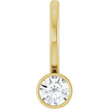14K Gold Round Natural Diamond Bezel-Set Solitaire Pendant - Yellow Gold