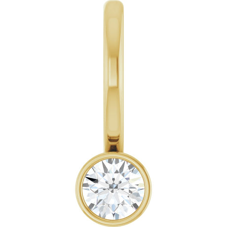 14K Gold Round Natural Diamond Bezel-Set Solitaire Pendant - Yellow Gold